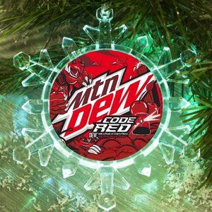 Mtn Dew Code Red Snowflake Blinks Lit Holiday Christmas Tree Ornament